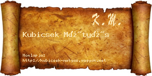 Kubicsek Mátyás névjegykártya